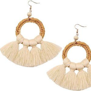 Women Bohemian Statement Handmade Woven Drop Dangle Boho Earrings